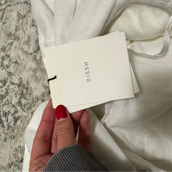 DISSH Aisle Bow Linen Dress Solid White Mini Style Strapless Size 12 US Women’s - Picture 10 of 11